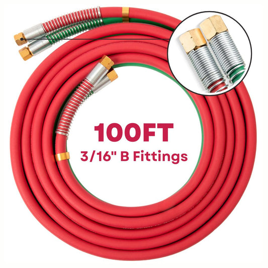 100FT 3/16" B Fittings Oxy Acetylene Grade