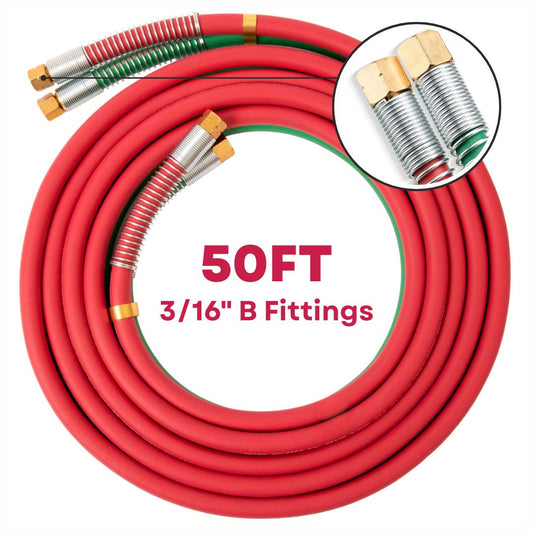 50FT 3/16" B Fittings Oxy Acetylene Grade T